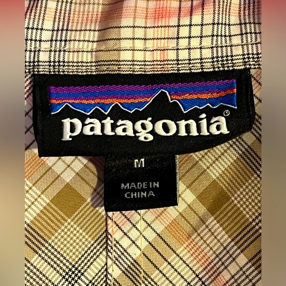 PATAGONIA MENS M SHORT SLEEVE SHIRT BROWN, PINK, WHITE sz M PLAID BUTTON DOWN - Picture 7 of 8